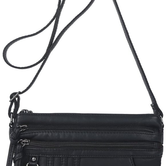 Fashionable Vegan Crossbody Purse with Triple Pockets and Adjustable Strap - Picture 1 of 8